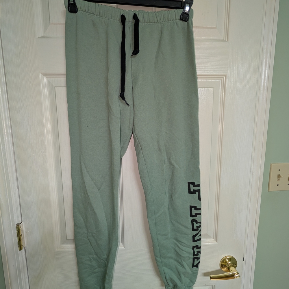PINK Victoria's Secret Olive Joggers with Black Accents